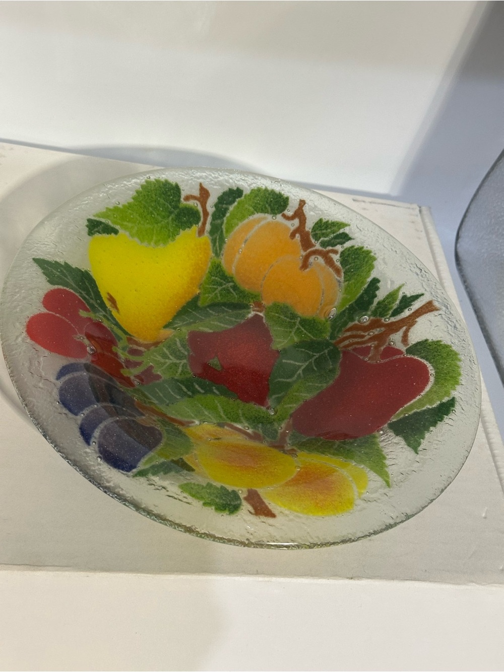 Decorative fruit design Peggy karr fused glass bowl.